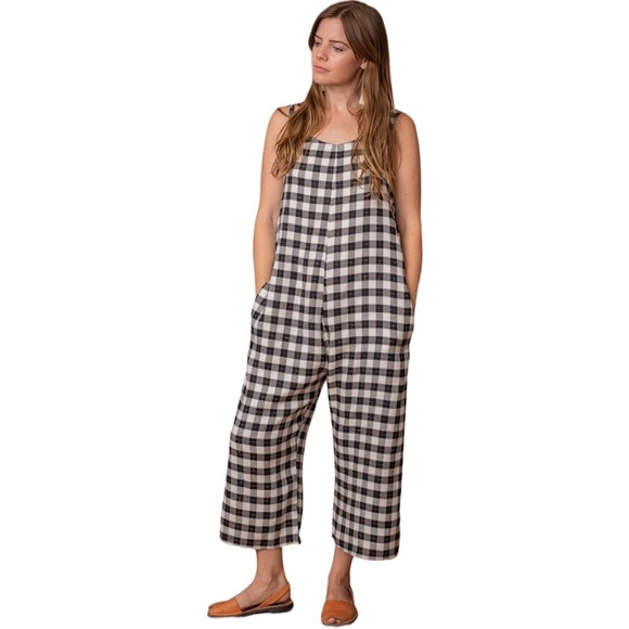 Pants - BUFFALO Check Oversized Wide Leg Crop Jumpsuit